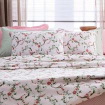 Jogo De Cama Queen Corttex Due Floral Rosa 4 Pçs