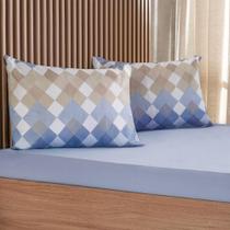 Jogo de Cama Queen Cotton Touch 3 Peças 100% Poliéster Azul Bene Casa Jogo de Cama Queen Cotton Touch 3 Peças 100% Poliéster Azul Bene Casa