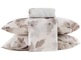 Jogo de Cama Queen de Poliéster Marcelino Têxtil 170 Fios Premier Clamart Cinza e Branco 4 Peças