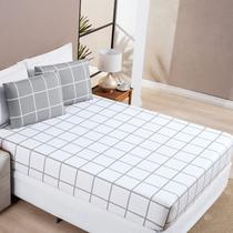 Jogo De Cama Queen Dupla Face Grid Micro Percal 200 Fios Austin 3 Pçs Cinza Jogo De Cama Queen Dupla Face Grid Micro Percal 200 Fios Austin 3 Pçs Cinza