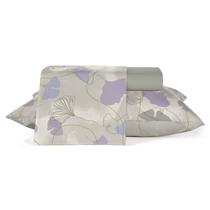 Jogo de Cama Queen Encanto Cinza Floral 150 Fios 4 Peças Algodão Teka