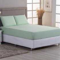 Jogo de Cama Queen Malha 100% Algodão c/ Elastico 04 Pçs Verde Bebe