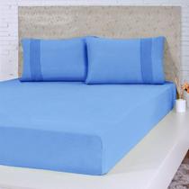 Jogo De Cama Queen Malha 3 Pçs Bella Cama 100% Algodão 158x198x35cm Azul Jogo De Cama Queen Malha 3 Pçs Bella Cama 100% Algodão 158x198x35cm Azul