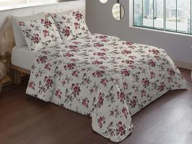 Jogo de Cama Queen Microfibra 150 Fios 04 Peças Camesa - Floral Bege