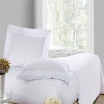 Jogo De Cama Queen Mini Leque Branco 300 Fios - Naturalle Jogo De Cama Queen Mini Leque Branco 300 Fios - Naturalle
