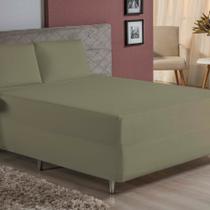 Jogo de Cama Queen Nobre 3 Peças Luva de Box 55cm de Altura Malha 100% Algodão - Avelã