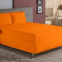 Jogo de Cama Queen Nobre 3 Peças Luva de Box 55cm de Altura Malha 100% Algodão - Laranja