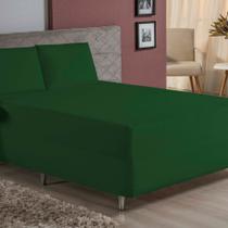 Jogo de Cama Queen Nobre 3 Peças Luva de Box 55cm de Altura Malha 100% Algodão - Verde-Bandeira