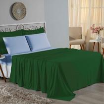 Jogo De Cama Queen Nobre 4 Peças Lençol Com Elástico De 30cm De Altura Malha 100% Algodão - Verde-bandeira / Azul-bebê Jogo De Cama Queen Nobre 4 Peças Lençol Com Elástico De 30cm De Altura Malha 100% Algodão - Verde-bandeira / Azul-bebê