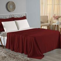 Jogo De Cama Queen Nobre 4 Peças Lençol Com Elástico De 30cm De Altura Malha 100% Algodão - Vinho / Palha Jogo De Cama Queen Nobre 4 Peças Lençol Com Elástico De 30cm De Altura Malha 100% Algodão - Vinho / Palha