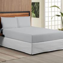 Jogo de Cama Queen Percal 200 Fios 3 Peças Básico Cinza