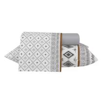 Jogo De Cama Queen Percal 200 Fios Algodão Geométrico Marrom Latino Elegance Teka Jogo De Cama Queen Percal 200 Fios Algodão Geométrico Marrom Latino Elegance Teka