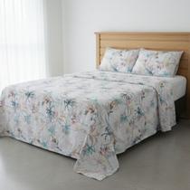 Jogo de Cama Queen Percal 200 Fios Estampado Toque Macio 04 Peças Supercal Cor:Folhas Aquarela Jogo de Cama Queen Percal 200 Fios Estampado Toque Macio 04 Peças Supercal Cor:Folhas Aquarela
