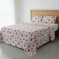 Jogo de Cama Queen Percal 200 Fios Estampado Toque Macio 04 Peças Supercal Floral Vermelho Jogo de Cama Queen Percal 200 Fios Estampado Toque Macio 04 Peças Supercal Floral Vermelho