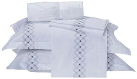 Jogo de Cama Queen Percal 230 Fios Pontual - Branco/Grafite 4 peças Jogo de Cama Queen Percal 230 Fios Pontual - Branco/Grafite 4 peças