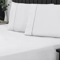 Jogo de Cama Queen Percal 400 Fios Ponto Palito 03 Peças, Antiácaro, Antipilling com Toque Macio