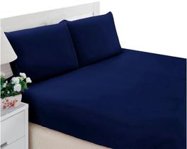 Jogo De Cama Queen Simples de 3 Peças Azul Marinho