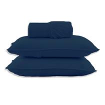 Jogo de Cama - Queen Size - Malha - 3 Peças - 100% Algodão - Marinho - SBX Jogo de Cama - Queen Size - Malha - 3 Peças - 100% Algodão - Marinho - SBX