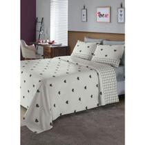 Jogo de Cama Queen Ternura Coração e Xadrez Preto Branco 150 Fios 4 Peças Jogo de Cama Queen Ternura Coração e Xadrez Preto Branco 150 Fios 4 Peças