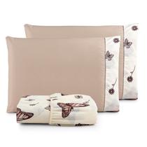 Jogo de Cama Refúgio Casal Percal Algodão Luxo 3 Peças Borboletas Marrom Jogo de Cama Refúgio Casal Percal Algodão Luxo 3 Peças Borboletas Marrom