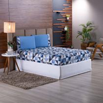 Jogo de Cama Refúgio Casal Percal Algodão Luxo 3 Peças Geométrico Azul Jogo de Cama Refúgio Casal Percal Algodão Luxo 3 Peças Geométrico Azul