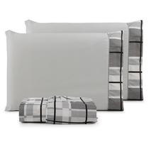 Jogo de Cama Refúgio Casal Percal Algodão Luxo 3 Peças Xadrez Cinza Jogo de Cama Refúgio Casal Percal Algodão Luxo 3 Peças Xadrez Cinza