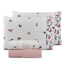Jogo de Cama Refúgio Casal Percal Algodão Luxo 4 Peças Borboletas