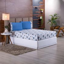 Jogo de Cama Refúgio King Percal 180 Fios Algodão Luxo 3 Peças Floral Azul