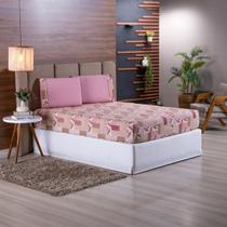 Jogo de Cama Refúgio King Percal Algodão Luxo 3 Peças Floral Rosê