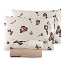 Jogo de Cama Refúgio King Percal Algodão Luxo 4 Peças Borboletas Marrom Jogo de Cama Refúgio King Percal Algodão Luxo 4 Peças Borboletas Marrom