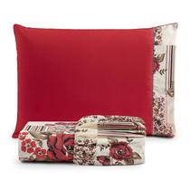 Jogo de Cama Refúgio Solteiro Percal Algodão Luxo 2 Pçs Floral Vermelho Jogo de Cama Refúgio Solteiro Percal Algodão Luxo 2 Pçs Floral Vermelho