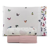 Jogo de Cama Refúgio Solteiro Percal Algodão Luxo 3 Pçs Borboletas Jogo de Cama Refúgio Solteiro Percal Algodão Luxo 3 Pçs Borboletas