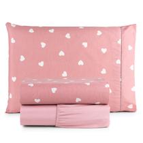 Jogo de Cama Refúgio Solteiro Percal Algodão Luxo 3 Pçs Corações Rosa Jogo de Cama Refúgio Solteiro Percal Algodão Luxo 3 Pçs Corações Rosa