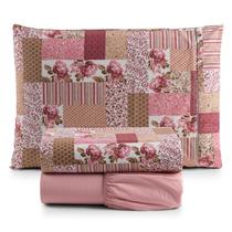 Jogo de Cama Refúgio Solteiro Percal Algodão Luxo 3 Pçs Floral Rosê Jogo de Cama Refúgio Solteiro Percal Algodão Luxo 3 Pçs Floral Rosê