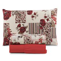 Jogo de Cama Refúgio Solteiro Percal Algodão Luxo 3 Pçs Floral Vermelho Jogo de Cama Refúgio Solteiro Percal Algodão Luxo 3 Pçs Floral Vermelho