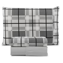 Jogo de Cama Refúgio Solteiro Percal Algodão Luxo 3 Pçs Xadrez Cinza Jogo de Cama Refúgio Solteiro Percal Algodão Luxo 3 Pçs Xadrez Cinza