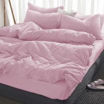 Jogo de cama rosa solteiro 4 pç com edredom 230x150cm