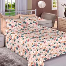 Jogo de Cama Roupa Box Lençol Casal 4 Peças Estampado em Microfibra - Estampas Sortidas
