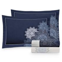 Jogo De Cama Satinée Mandal Blue Solteiro 300 Fios - Kacyumara Jogo De Cama Satinée Mandal Blue Solteiro 300 Fios - Kacyumara