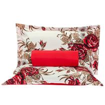 Jogo de Cama Siena Floral Vermelho Queen 03 Peças - Percal 120 Fios