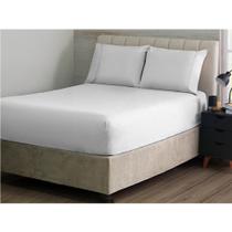 Jogo de Cama Simples Ponto Palito Queen 3 Peças 180 Fios Sonhare Prata Sultan - Branco