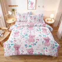 Jogo de Cama SIRDO Solteiro Infantil Edredom Rosa Gato Jogo de Cama SIRDO Solteiro Infantil Edredom Rosa Gato