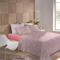 Jogo de Cama Solteiro 03 Peças Estampado Essencia 1,50m x 2,20 Lepper - Flores Rosa