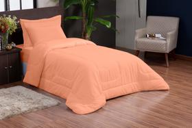 jogo de cama solteiro 04 peças dupla face Salmão hipercal jogo de cama solteiro 04 peças dupla face Salmão hipercal