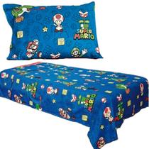 JOGO DE CAMA SOLTEIRO 2 PEÇAS LEPPER Modelo:Mario Bross