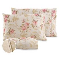 Jogo de cama solteiro 3 peças estampado ponto palito algodão