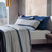 Jogo de Cama Solteiro 3 Peças Home Design 200 Fios - Listra Azul - Corttex