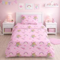 Jogo de Cama Solteiro 300 Fios Barbie Rosa 2 peças Jolitex
