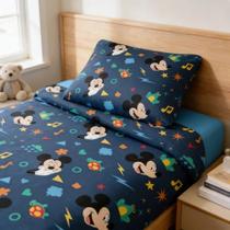 Jogo de Cama Solteiro 300 Fios Toque de Seda Disney Mickey 2 Peças Jolitex Jogo de Cama Solteiro 300 Fios Toque de Seda Disney Mickey 2 Peças Jolitex