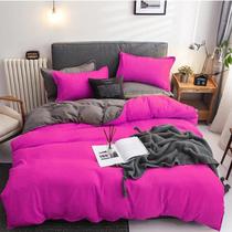 Jogo de cama solteiro 7 peças com edredom pink grey